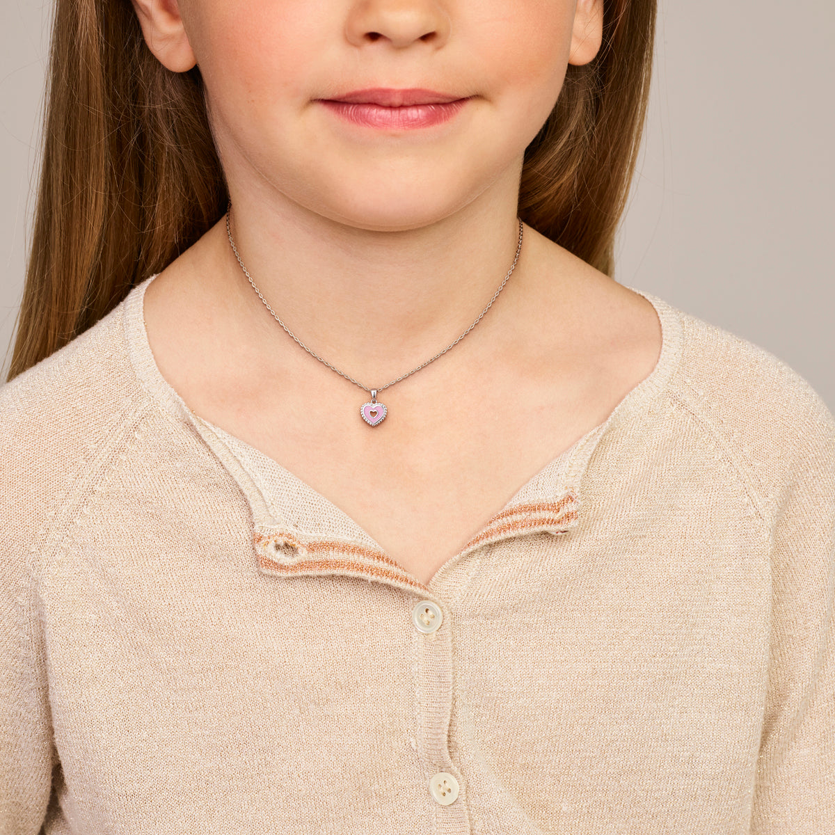 vDam Ketting Hartje 36cm + 3 Cm Zilver Gerhodineerd 1341814  36cm