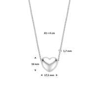 vDam Ketting Hartje 41cm + 4 Cm Zilver Gerhodineerd 1341cm604  41cm