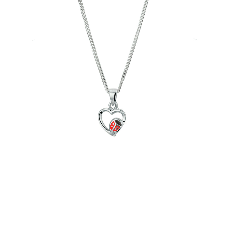 vDam Ketting Hartje Lieveheersbeestje 1,4 Mm 36 + 4 Cm Zilver Gerhodineerd 1327836
