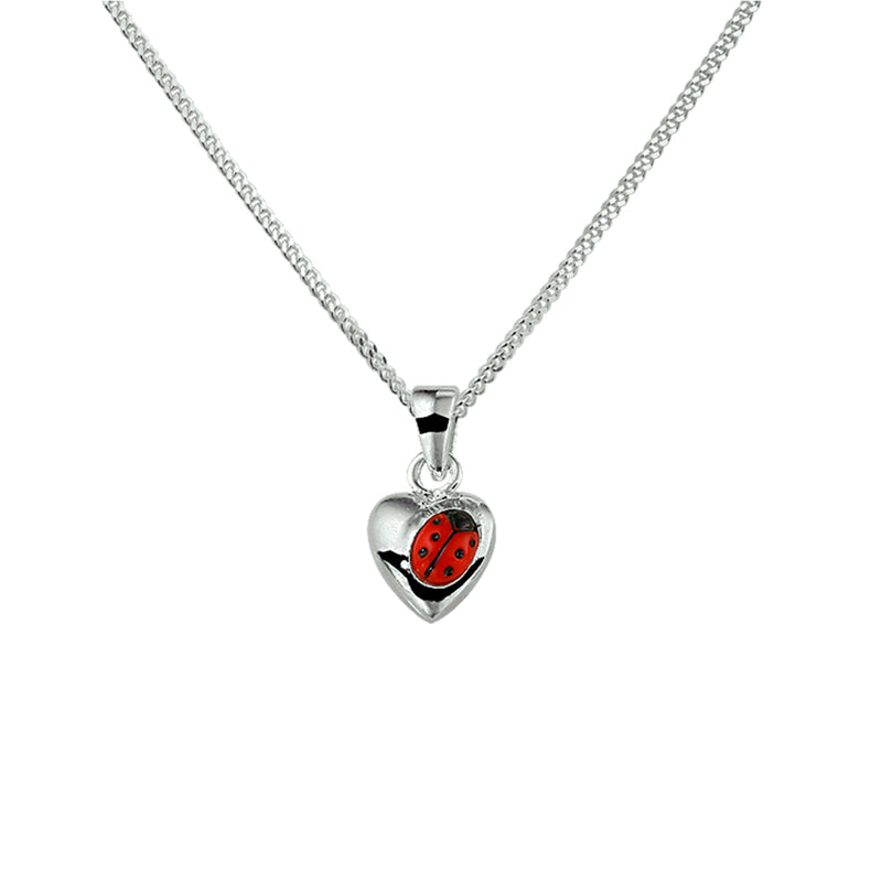 vDam Ketting Hartje Lieveheersbeestje 36 + 4 Cm Zilver Gerhodineerd 1329775