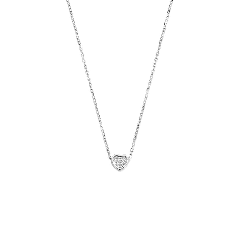 vDam Ketting Hartje Zirkonia 41 - 43 - 45 Cm Zilver Gerhodineerd 1341579