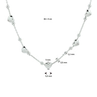 vDam Ketting Hartjes 36cm + 3 Cm Zilver Gerhodineerd 1332808  36cm