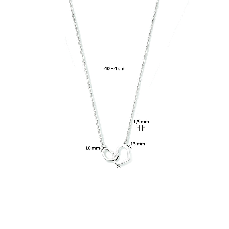 vDam Ketting Hartjes 40cm + 4 Cm Zilver Gerhodineerd 1333999  40cm