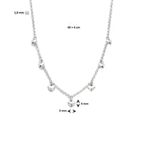 vDam Ketting Hartjes 40cm + 4 Cm Zilver Gerhodineerd 1334751  40cm