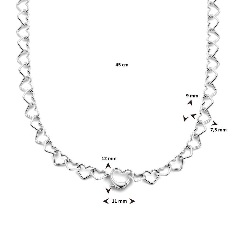 vDam Ketting Hartjes 45cm Cm Zilver Gerhodineerd 1335693  45cm