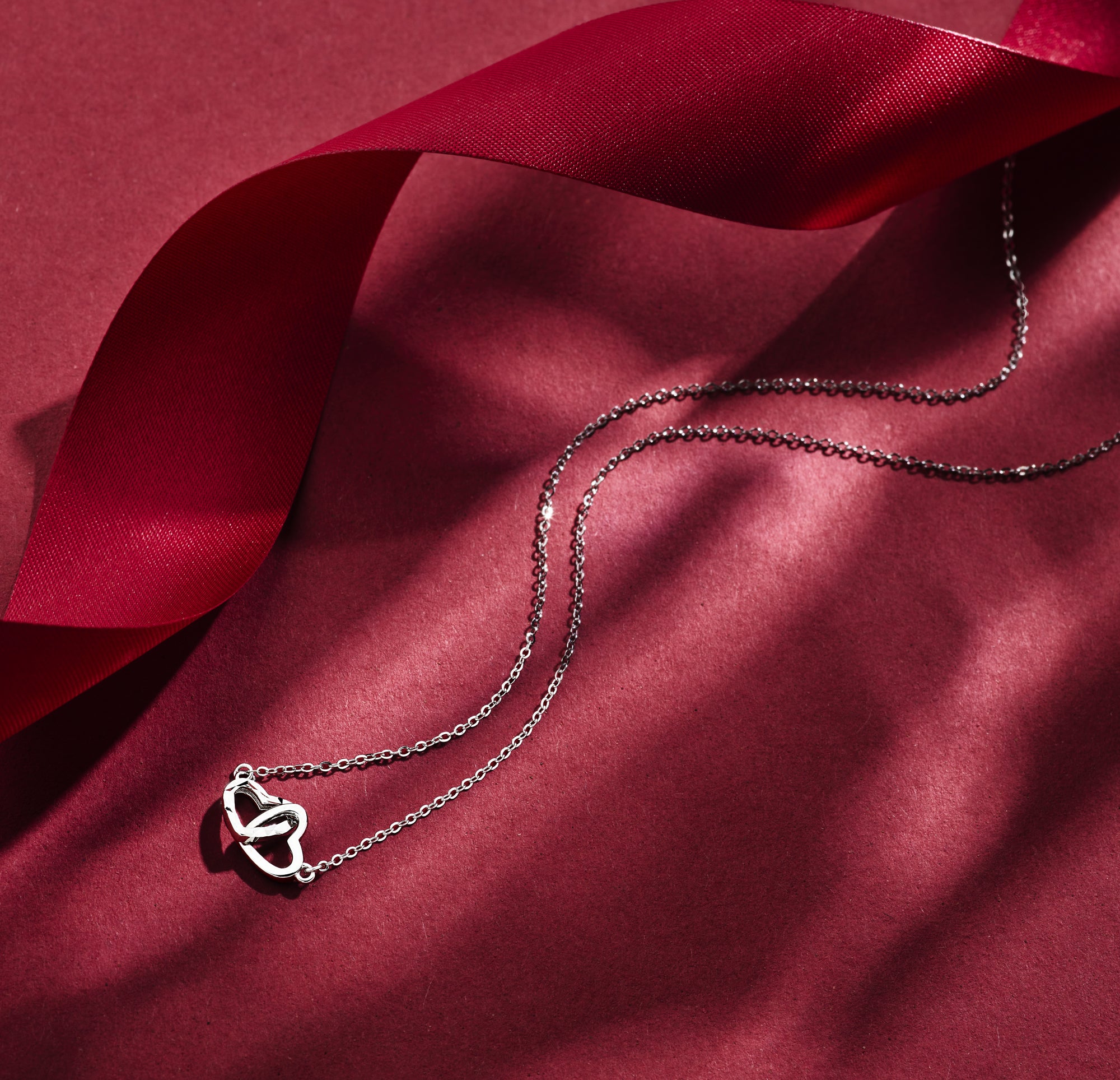 vDam Ketting Hartjes Gediamanteerd 41cm + 4 Cm Zilver Gerhodineerd 1337705  41cm