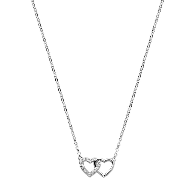 vDam Ketting Hartjes Zirkonia 1,2 Mm 40 + 4 Cm Zilver Gerhodineerd 1327128