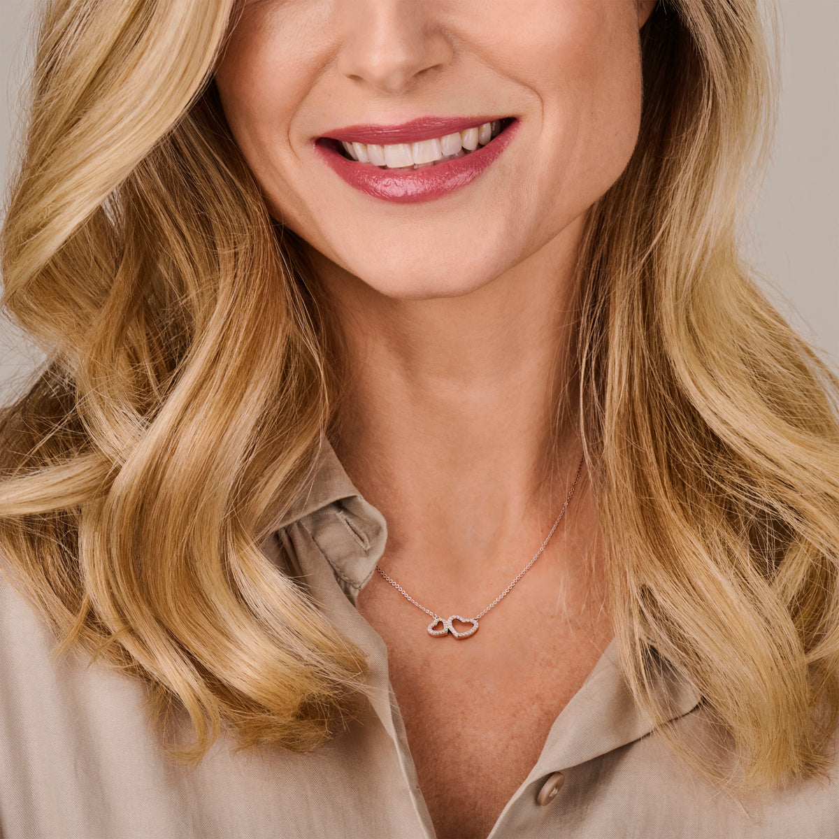 vDam Ketting Hartjes Zirkonia 42cm + 3 Cm Zilver Gerhodineerd 1337642cm  42cm