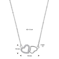 vDam Ketting Hartjes Zirkonia 42cm + 3 Cm Zilver Gerhodineerd 1338594  42cm
