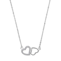 vDam Ketting Hartjes Zirkonia 42 + 3 Cm Zilver Gerhodineerd 1338594