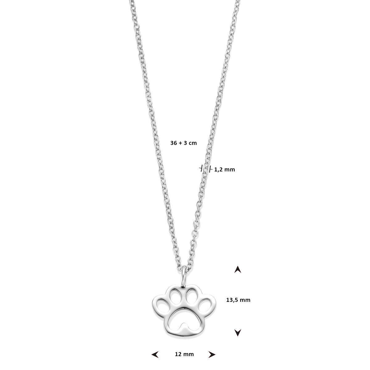 vDam Ketting Hondenpoot 36cm + 3 Cm Zilver Gerhodineerd 1338420  36cm