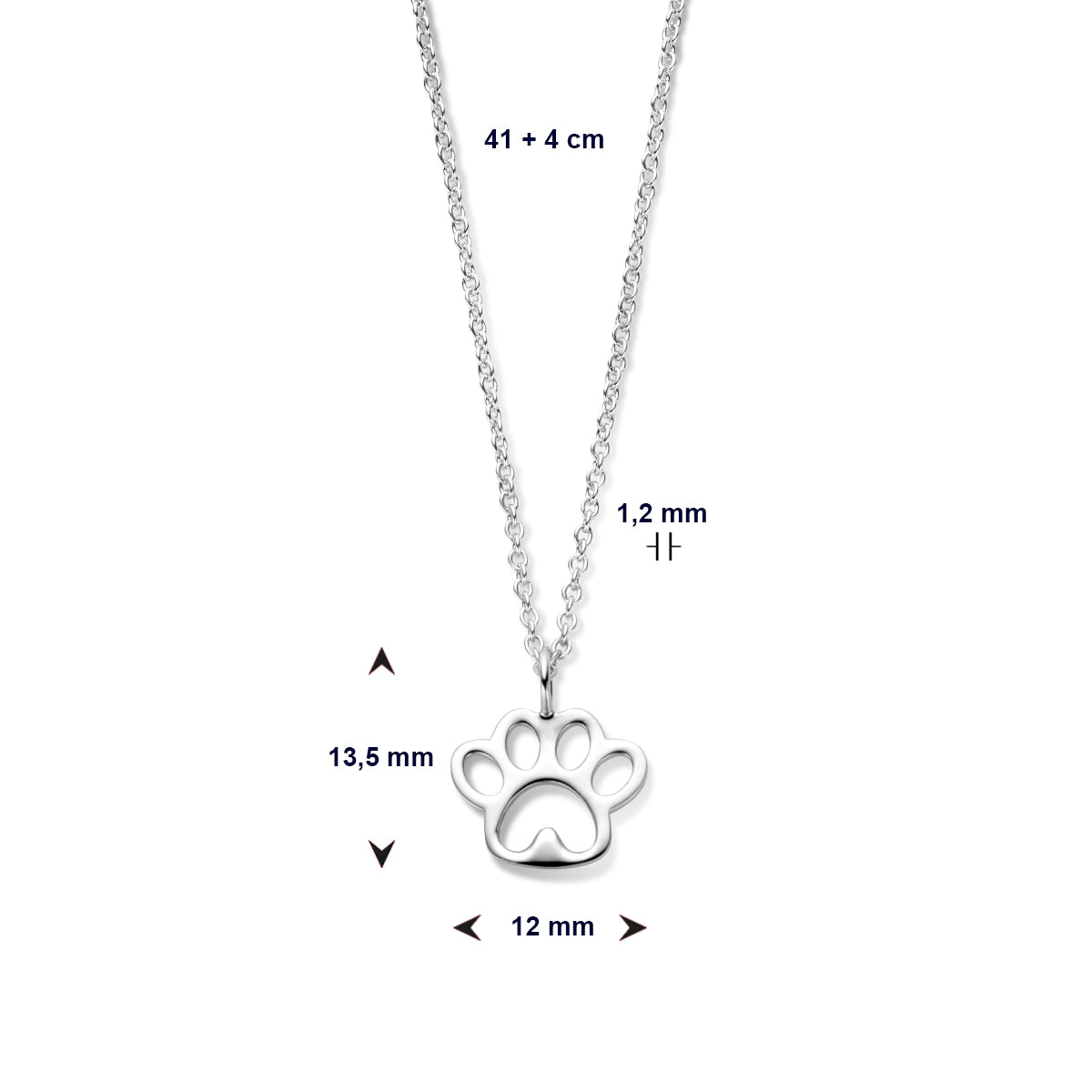 vDam Ketting Hondenpoot 41cm + 4 Cm Zilver Gerhodineerd 1336509  41cm
