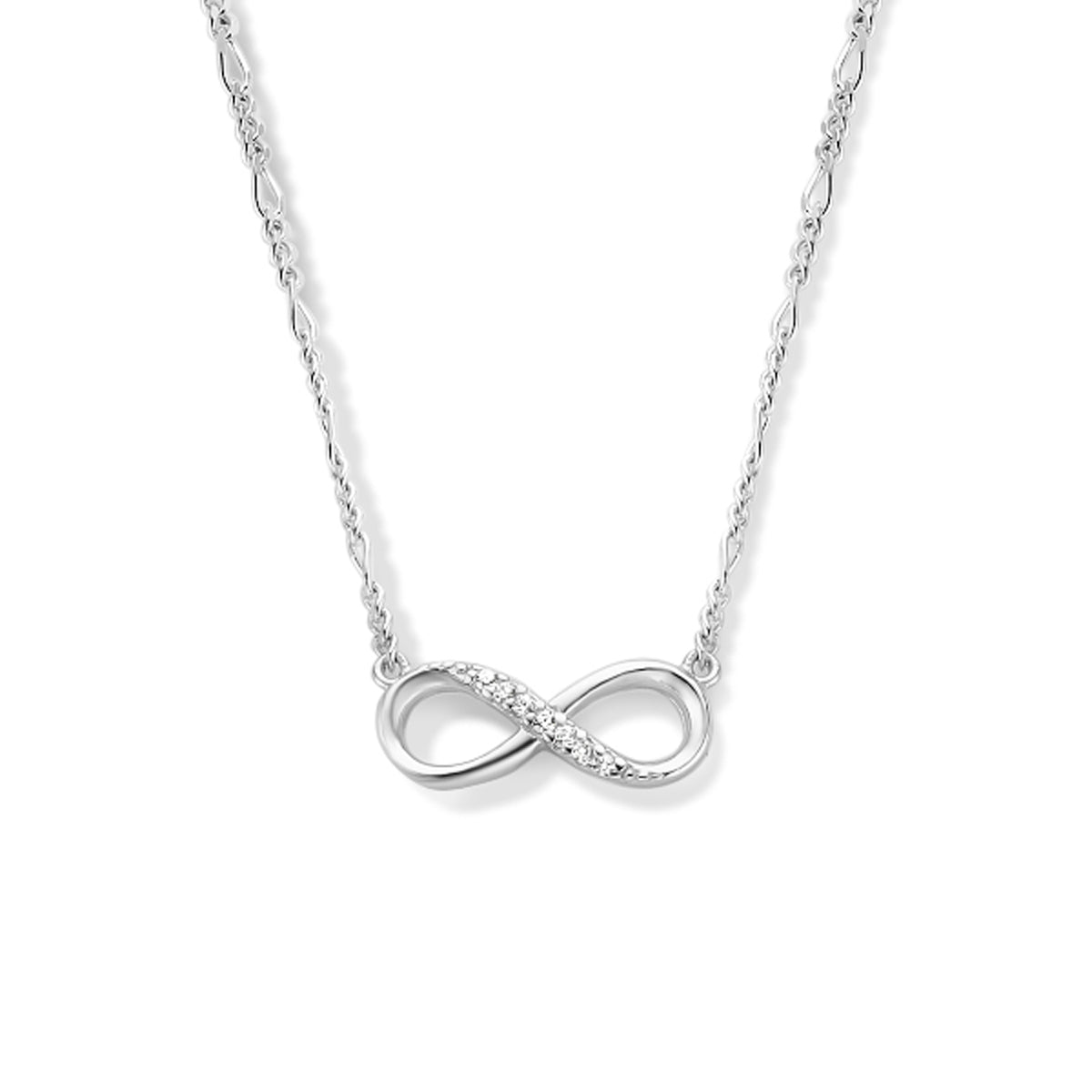 vDam Ketting Infinity Zirkonia 41 + 4 Cm Zilver Gerhodineerd 1334813