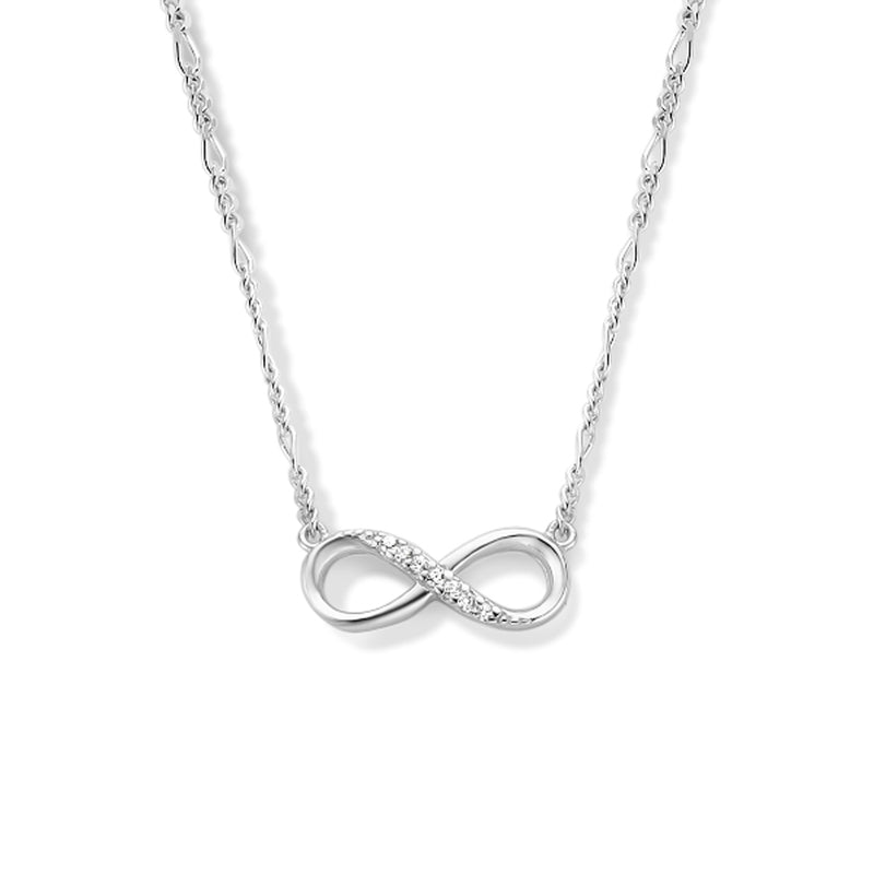 vDam Ketting Infinity Zirkonia 41 + 4 Cm Zilver Gerhodineerd 1334813