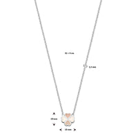 vDam Ketting Klavertje Parelmoer 41cm + 4 Cm Zilver Gerhodineerd 1337840  41cm