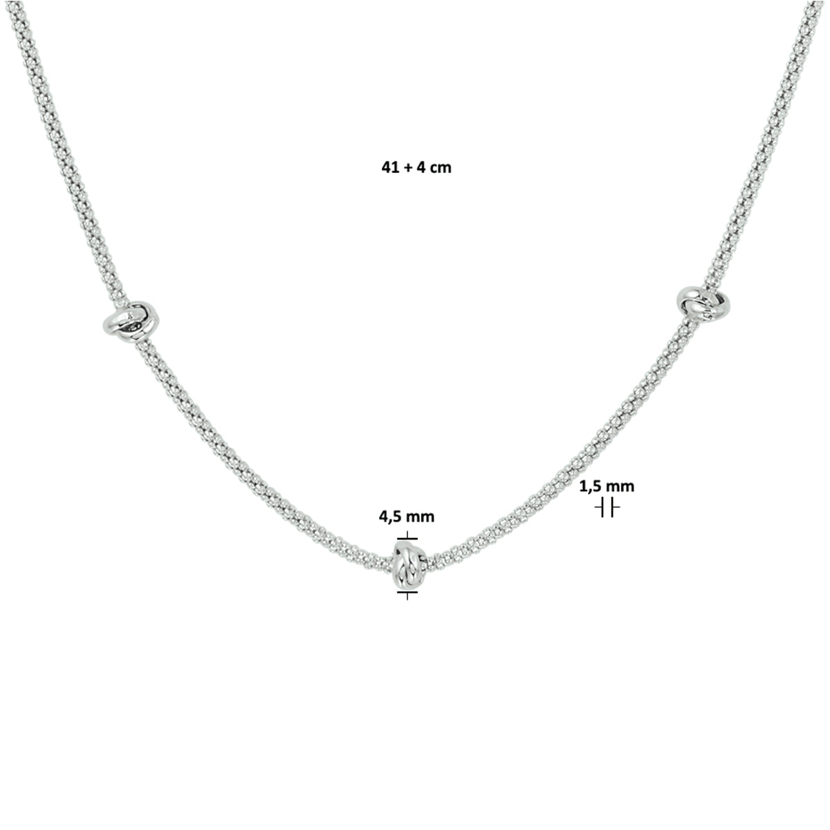 vDam Ketting Knopen 4,5 Mm 41cm + 4 Cm Zilver Gerhodineerd 1332246  41cm