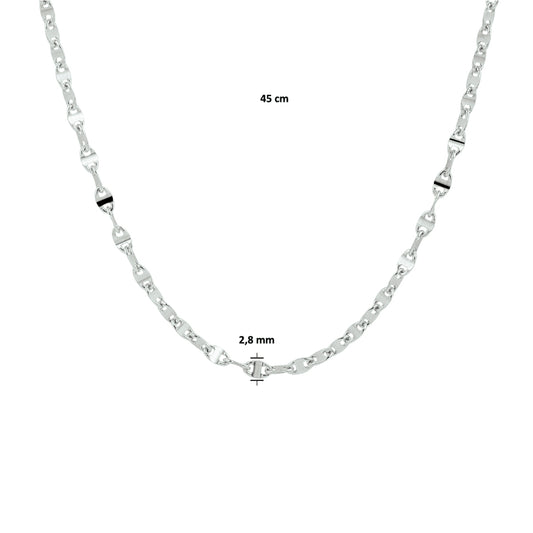 vDam Ketting Koffieboon 28 Mm 45cm Cm Zilver Gerhodineerd 1328286  45cm