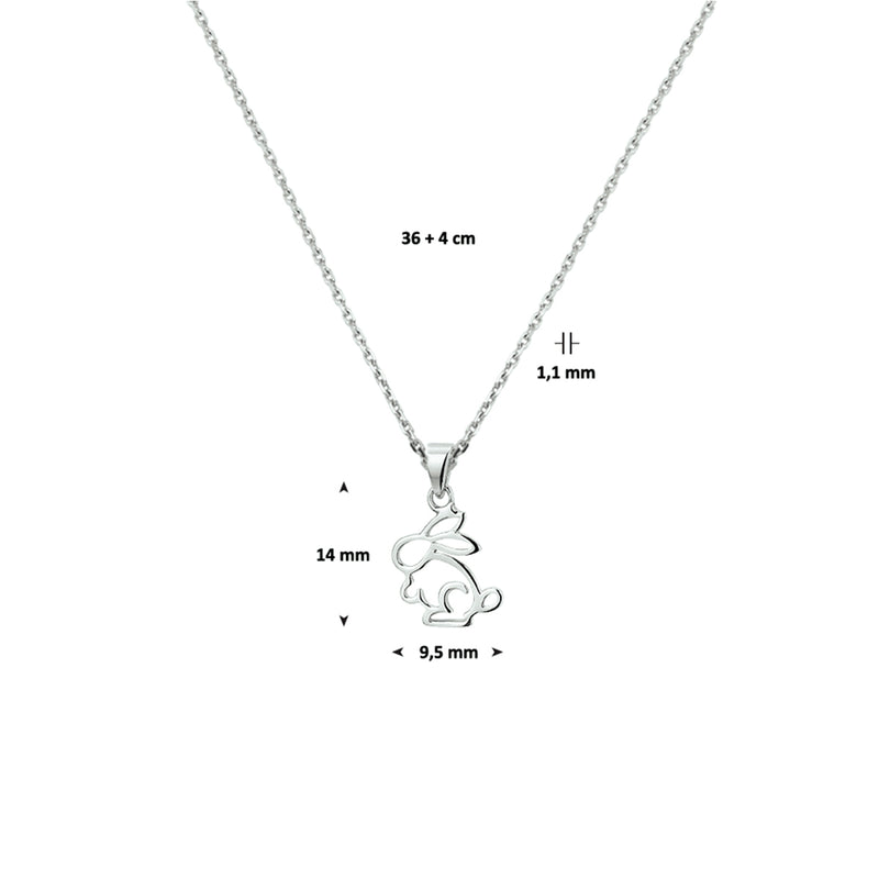 vDam Ketting Konijn 36cm + 4 Cm Zilver Gerhodineerd 1330030  36cm