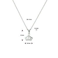 vDam Ketting Kroon Zirkonia 36cm + 4 Cm Zilver Gerhodineerd 1330038  36cm