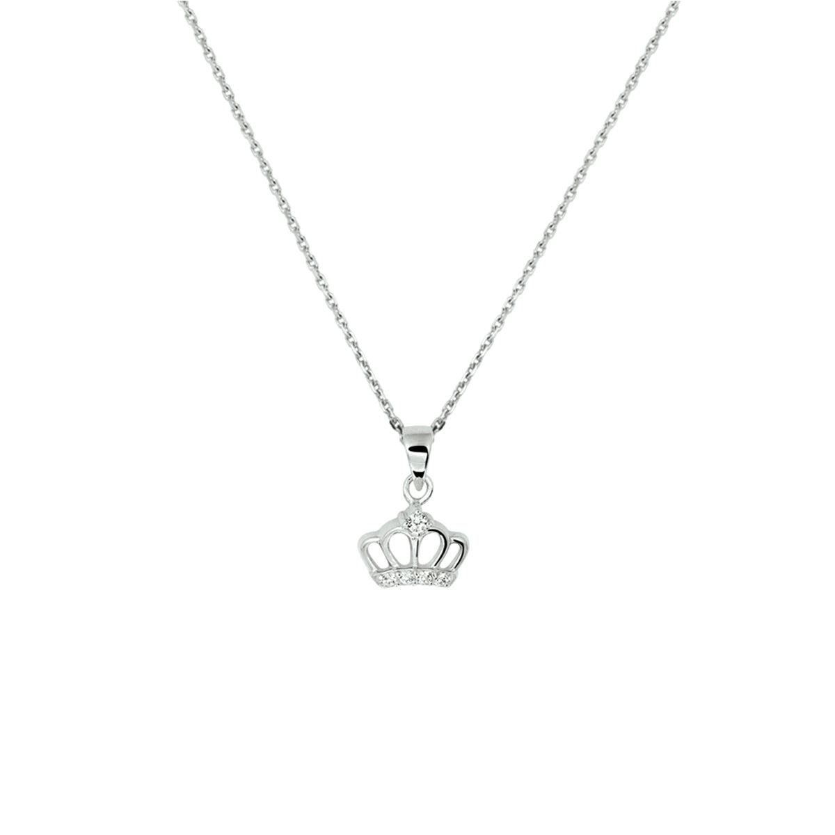 vDam Ketting Kroon Zirkonia 36 + 4 Cm Zilver Gerhodineerd 1337290