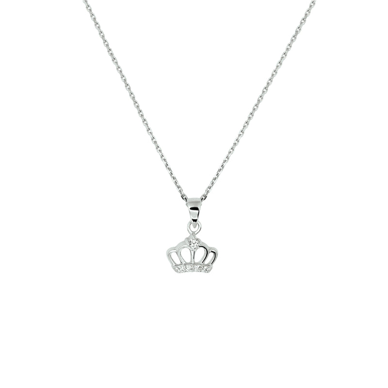 vDam Ketting Kroon Zirkonia 36 + 4 Cm Zilver Gerhodineerd 1337289