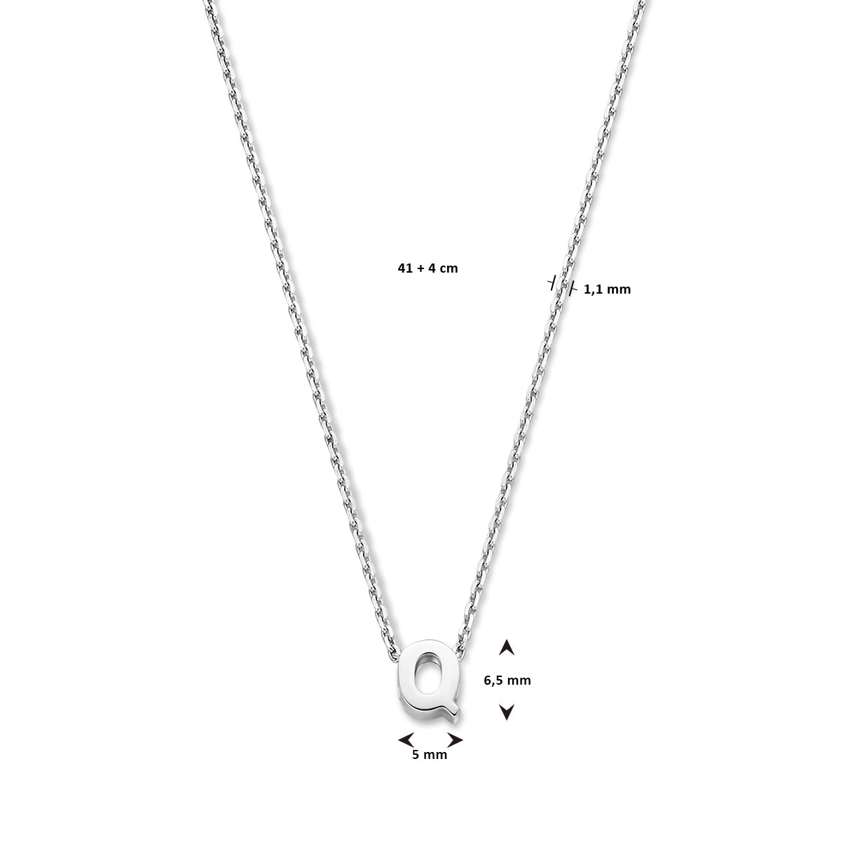 vDam Ketting Letter Zilver Gerhodineerd 1330126  41cm