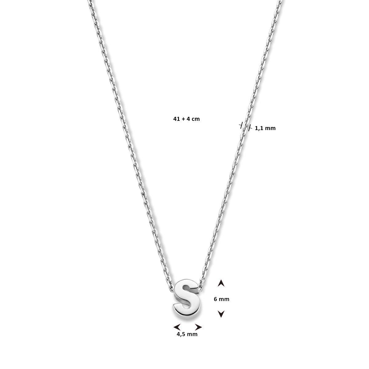 vDam Ketting Letter Zilver Gerhodineerd 1330128  41cm