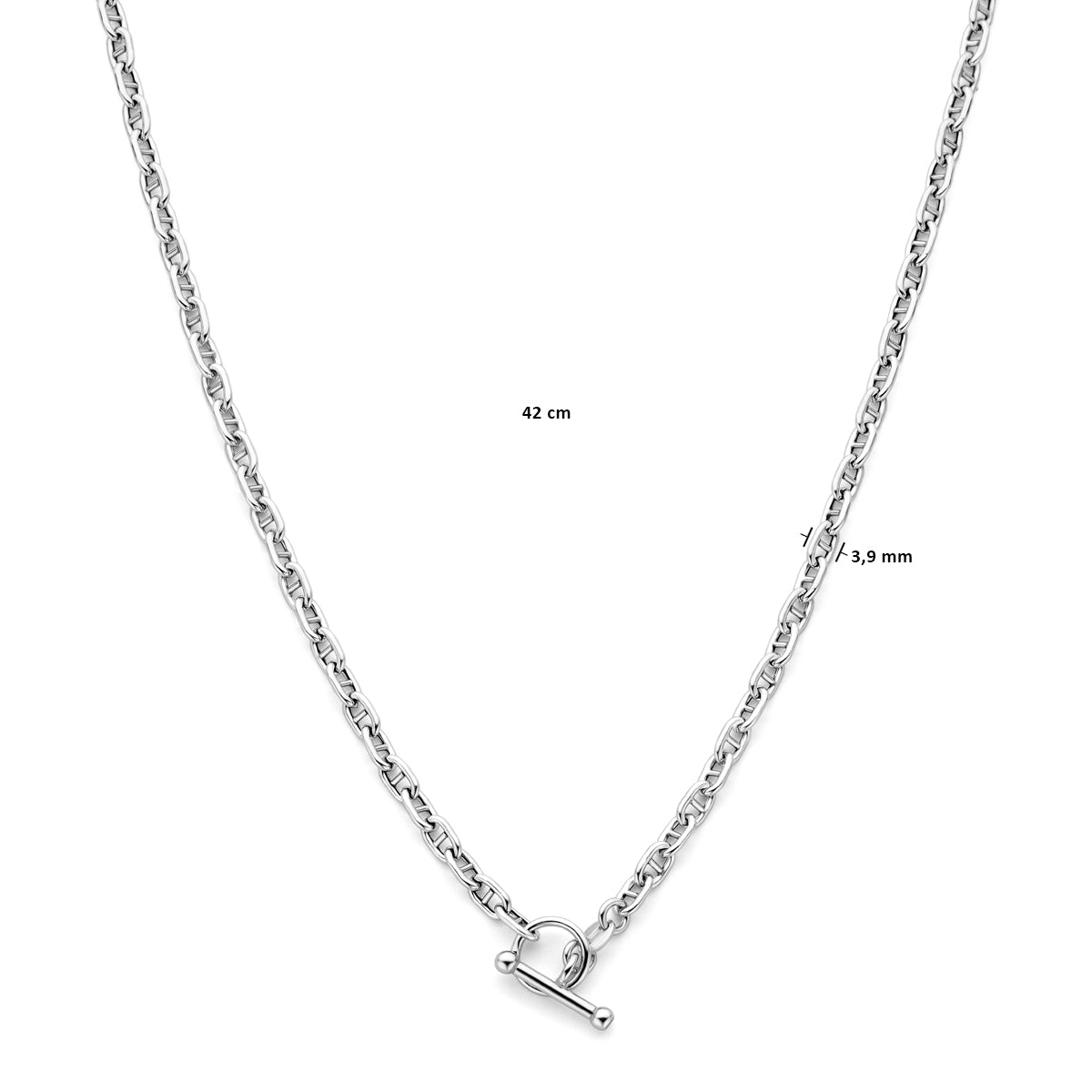 vDam Ketting Marine Ronde Buis 3,9 Mm 42cm Cm Kapittelslot Zilver Gerhodineerd 1339686  42cm