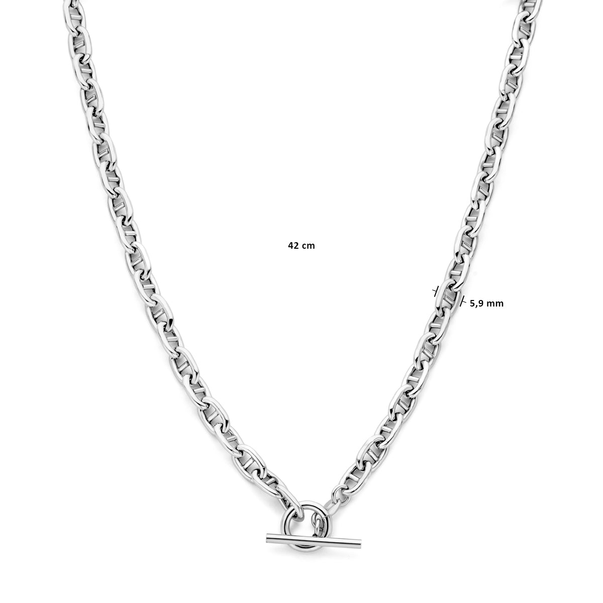 vDam Ketting Marine Ronde Buis 5,9 Mm 42cm Cm Kapittelslot Zilver Gerhodineerd 1339684  42cm