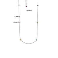 vDam Ketting Meerdere Kleuren Zirkonia 40cm + 4 Cm Zilver Gerhodineerd 1335372  40cm