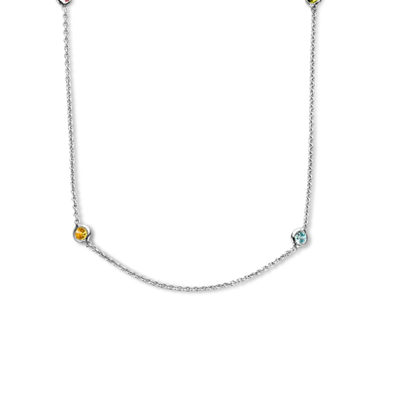 vDam Ketting Meerdere Kleuren Zirkonia 40 + 4 Cm Zilver Gerhodineerd 1335372