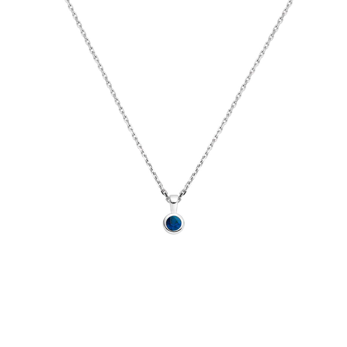 vDam Ketting Met Geboortesteen 41 + 4 Cm Zilver Gerhodineerd 1337487