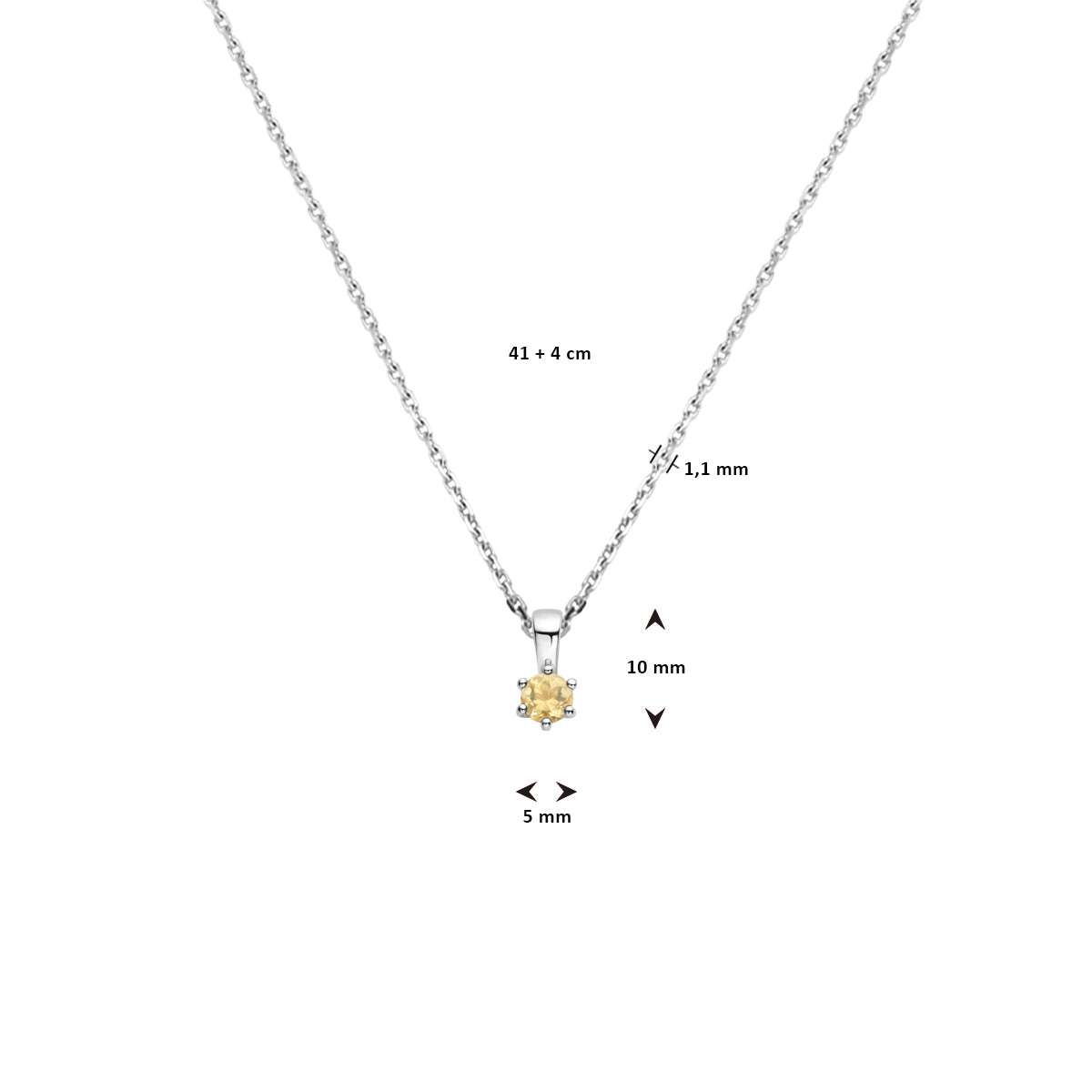 vDam Ketting Met Geboortesteen 41cm + 4 Cm Zilver Gerhodineerd 1337494  41cm