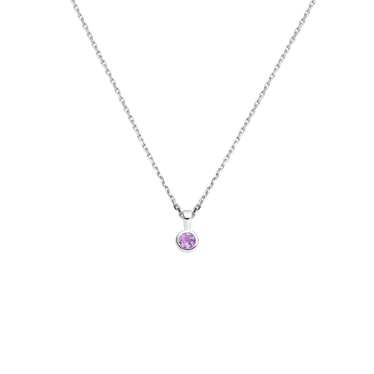 vDam Ketting Met Geboortesteen 41 + 4 Cm Zilver Gerhodineerd 1337576