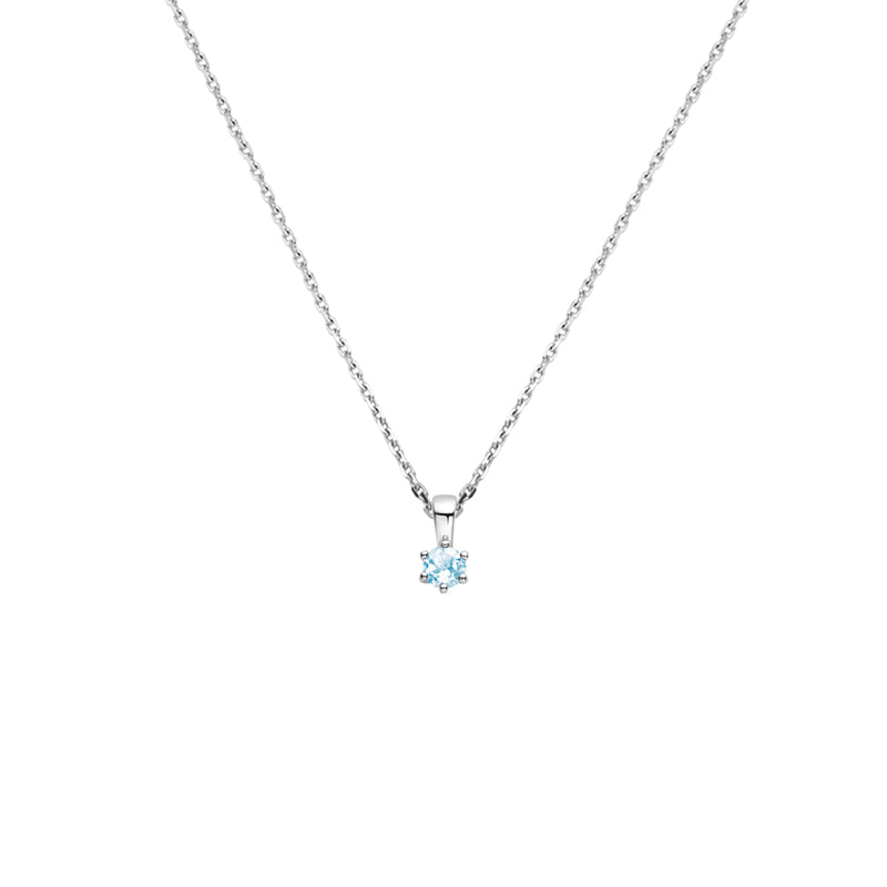 vDam Ketting Met Geboortesteen 41 + 4 Cm Zilver Gerhodineerd 1337506