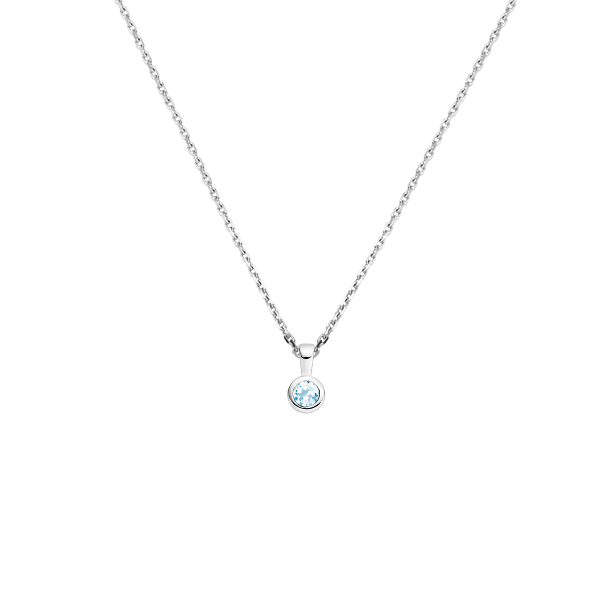 vDam Ketting Met Geboortesteen 41 + 4 Cm Zilver Gerhodineerd 1337581