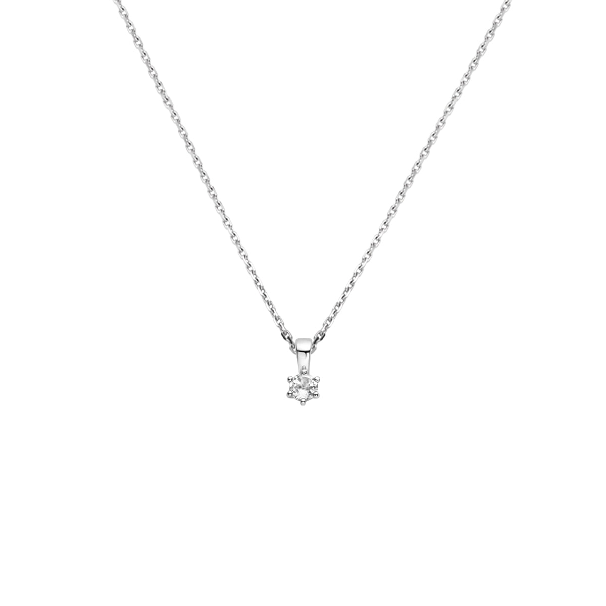 vDam Ketting Met Geboortesteen 41 + 4 Cm Zilver Gerhodineerd 1337556