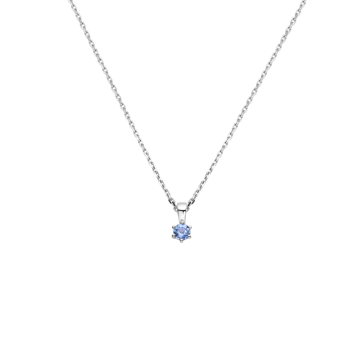 vDam Ketting Met Geboortesteen 41 + 4 Cm Zilver Gerhodineerd 1337560