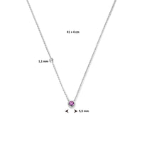 vDam Ketting Met Geboortesteen Zirkonia 41cm + 4 Cm Zilver Gerhodineerd 1335929  41cm