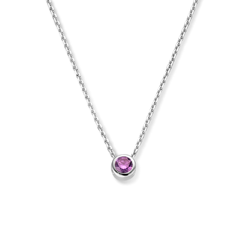 vDam Ketting Met Geboortesteen Zirkonia 41 + 4 Cm Zilver Gerhodineerd 1335929