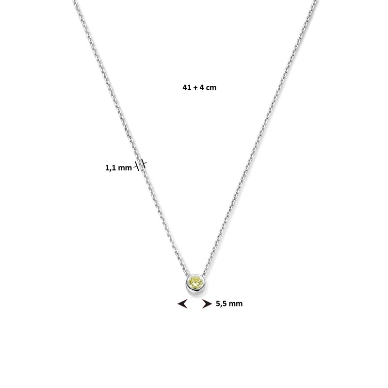 vDam Ketting Met Geboortesteen Zirkonia 41cm + 4 Cm Zilver Gerhodineerd 1335930  41cm