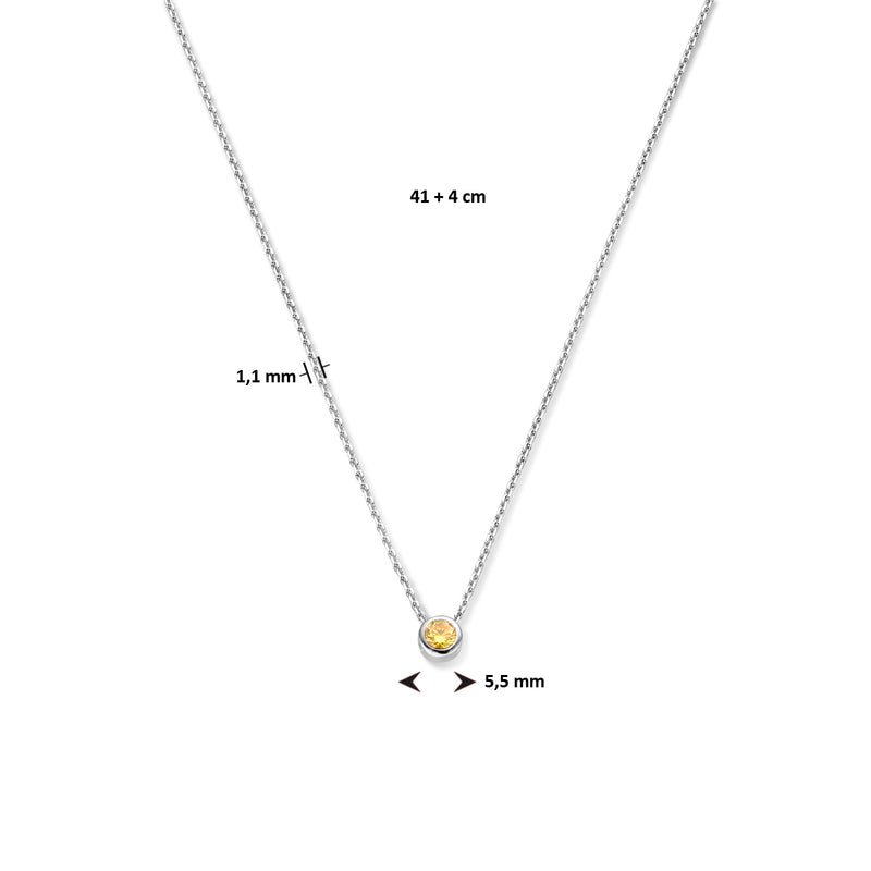 vDam Ketting Met Geboortesteen Zirkonia 41cm + 4 Cm Zilver Gerhodineerd 1335931  41cm