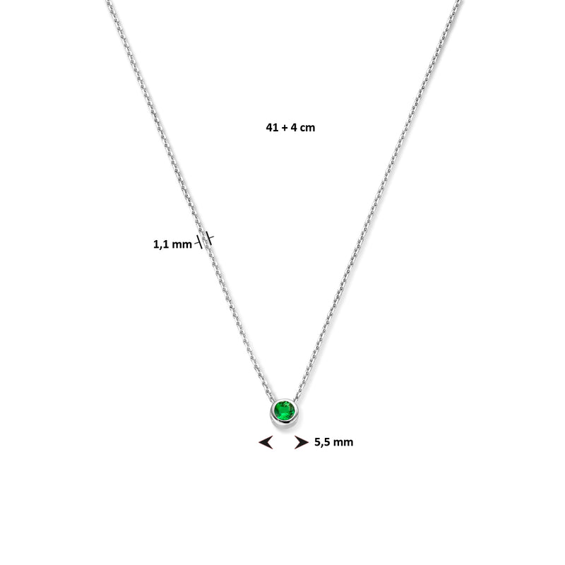 vDam Ketting Met Geboortesteen Zirkonia 41cm + 4 Cm Zilver Gerhodineerd 1335934  41cm