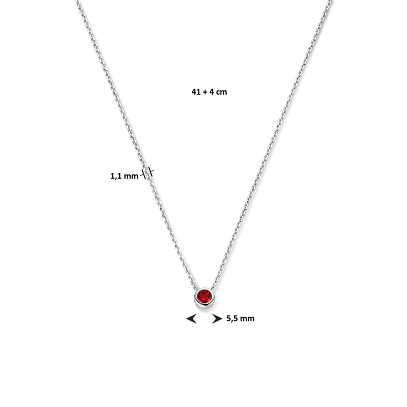 vDam Ketting Met Geboortesteen Zirkonia 41cm + 4 Cm Zilver Gerhodineerd 1335936  41cm