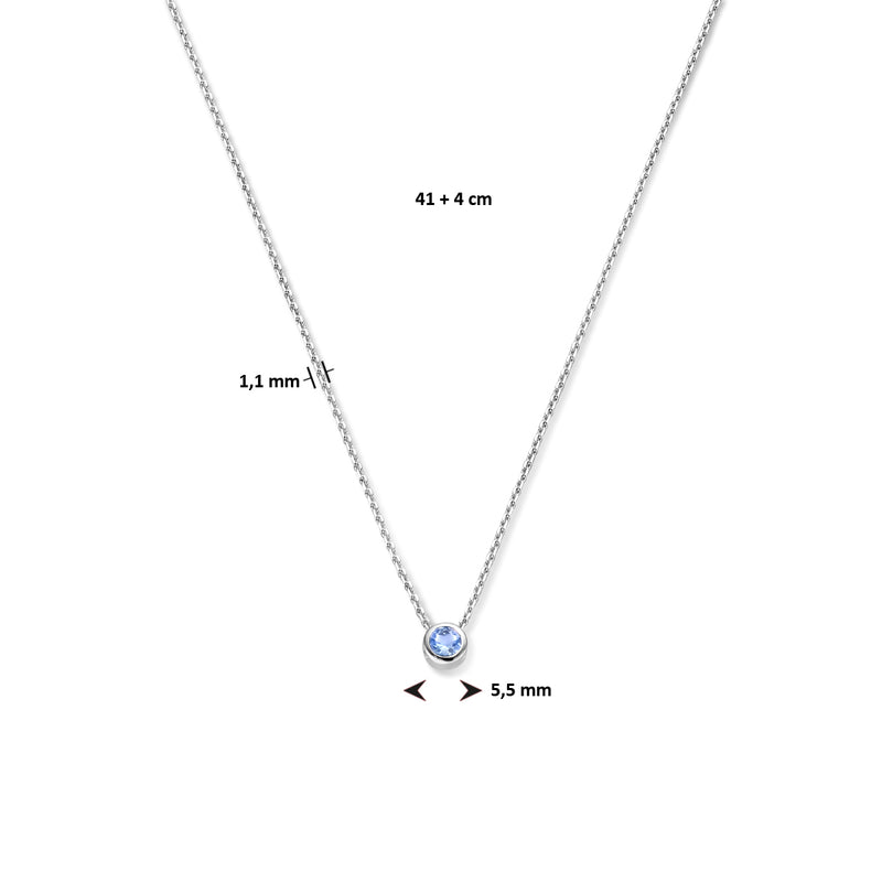 vDam Ketting Met Geboortesteen Zirkonia 41cm + 4 Cm Zilver Gerhodineerd 1335937  41cm