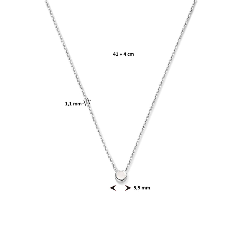 vDam Ketting Met Geboortesteen Zirkonia 41cm + 4 Cm Zilver Gerhodineerd 1335938  41cm
