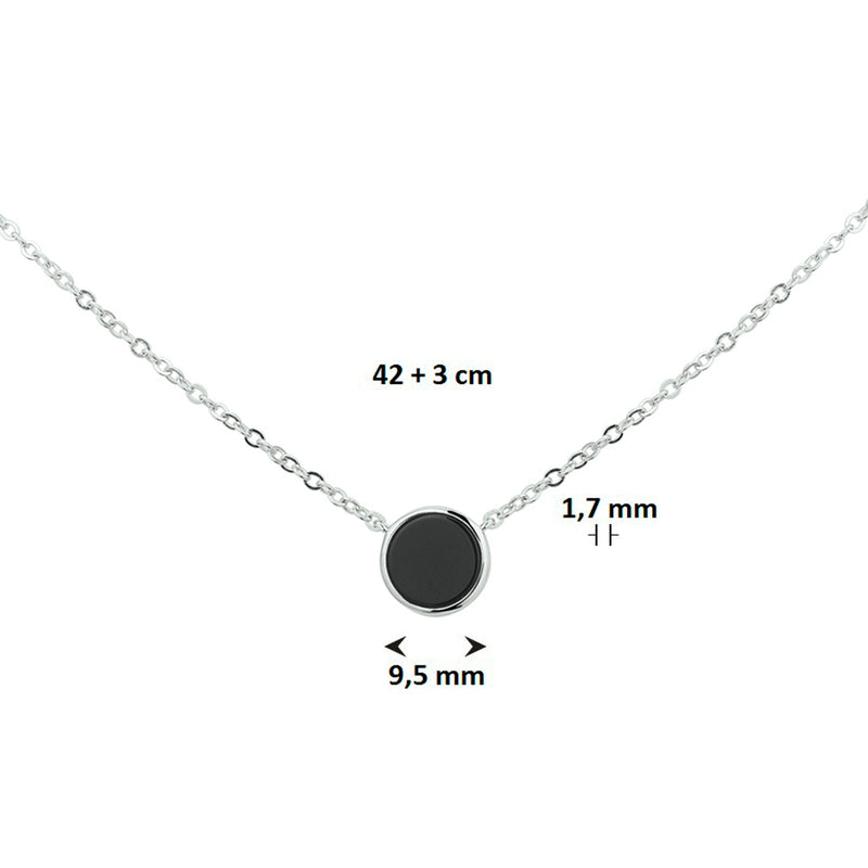 vDam Ketting Onyx 42cm + 3 Cm Zilver Gerhodineerd 1326616  42cm