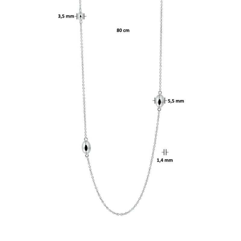 vDam Ketting Ovaaltjes 80cm Cm Zilver Gerhodineerd 1328211  80cm