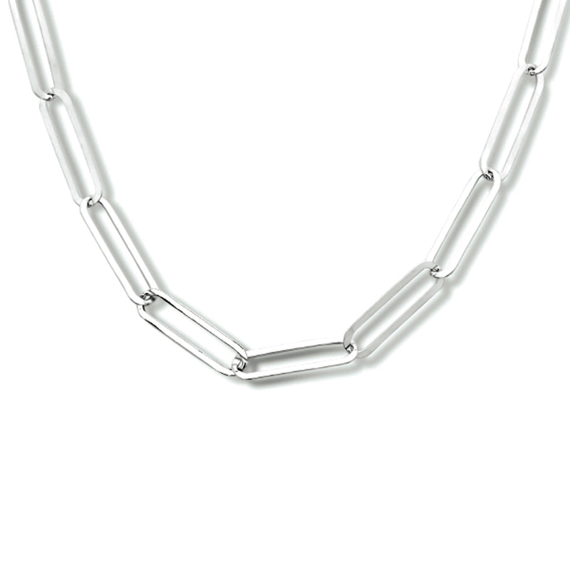 vDam Ketting Paperclip Plat 4,3 Mm 42 + 2 Cm Zilver Gerhodineerd 1334095