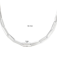 vDam Ketting Paperclip Plat 5,0 Mm 42cm + 4 Cm Zilver Gerhodineerd 1336244  42cm